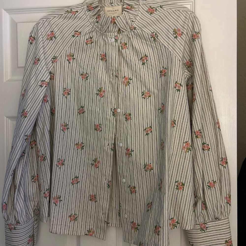 Sézane Louna Shirt with Embroidered Roses NWT SOLD OUT